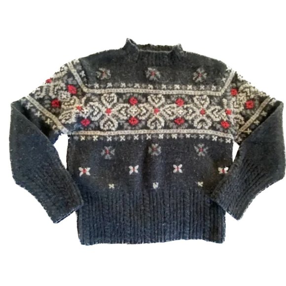 Nomadic Traders Sweater 100% Shetland Wool- Knit by Hand Vintage - Picture 1 of 9